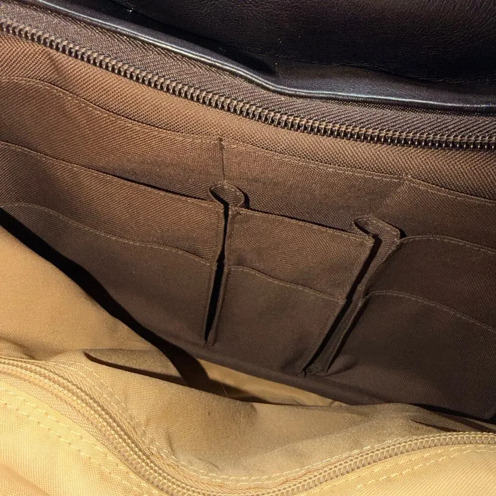 Piel Leather Rolling Laptop Briefcase Brown Wheeled Carry On Travel Bag